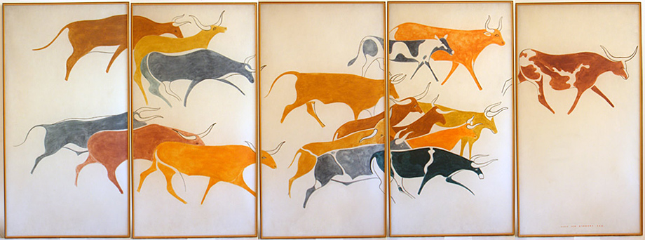 1959 Mid-Century Modern Painting by Alex von Svoboda, 5 Panels