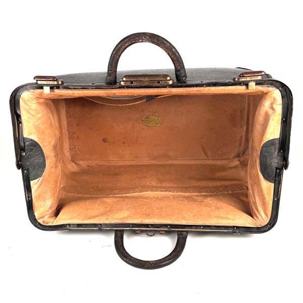 Antique Gladstone Black Leather Bag T. Eaton & Co Suitcase