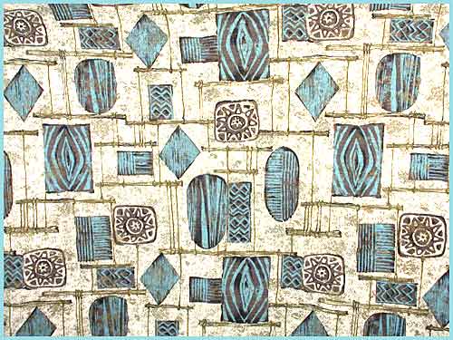 Vintage Eames Era Atomic Barkcloth Fabric Curtain Panel