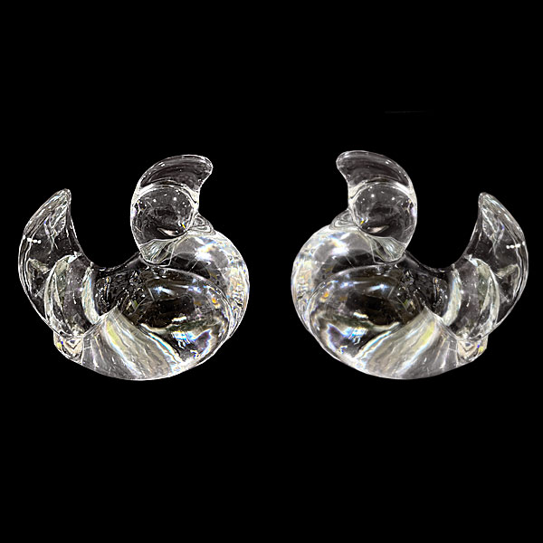 1940s Art Deco Solid Glass Partridge Quail Bookends