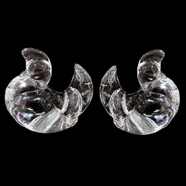 1940s Art Deco Solid Glass Partridge Quail Bookends