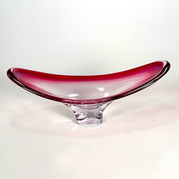 60s Canada Chalet Art Glass Hot Pink Console Bowl