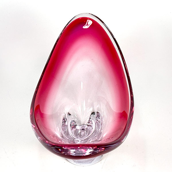 60s Canada Chalet Art Glass Hot Pink Console Bowl