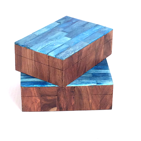 Turquoise Bone and Rosewood Clad Dresser Jewellery Box