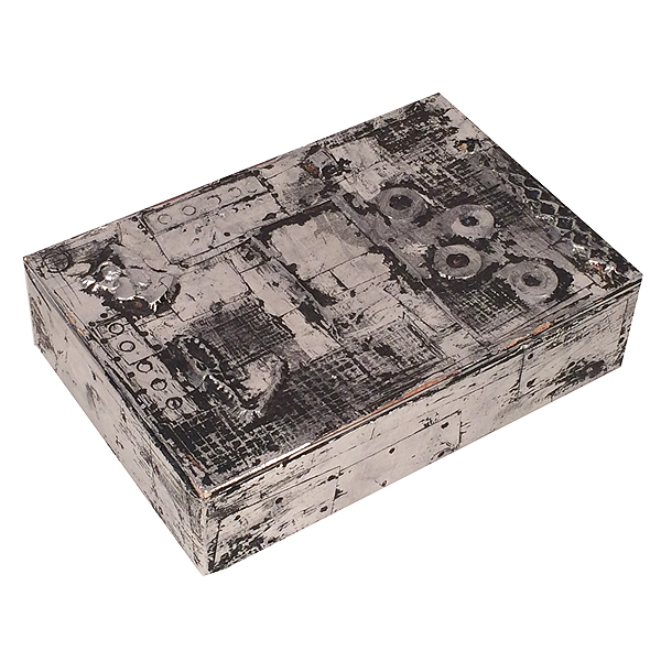 Folk Art Brutalist Silver Leaf Dresser Box