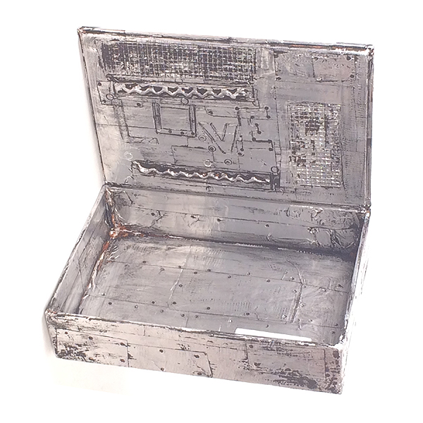 Folk Art Brutalist Silver Leaf Dresser Box