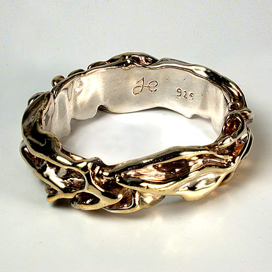 Bracelet Gilded Sterling Silver Waves Bangle