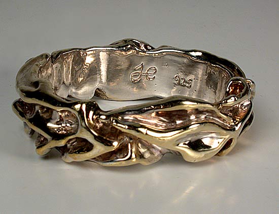Bracelet Gilded Sterling Silver Waves Bangle