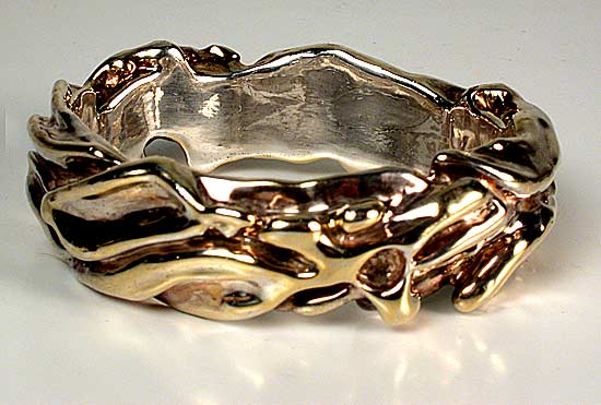Bracelet Gilded Sterling Silver Waves Bangle