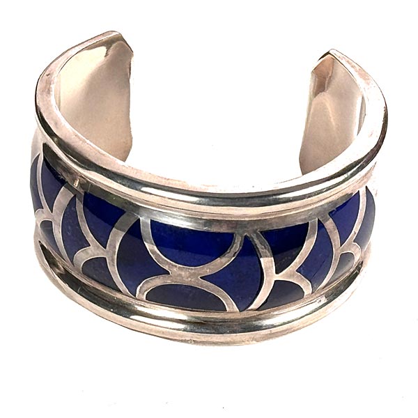 Superb Sterling Silver and Lapis Lazuli Cuff Bracelet