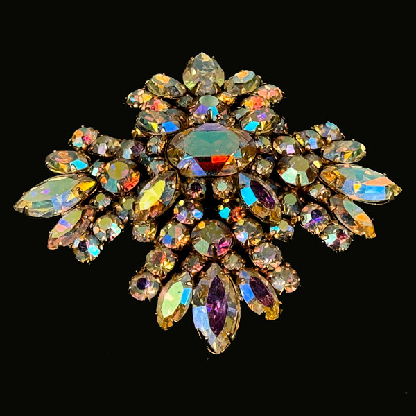 1950s Canada Sherman Aurora Borealis Rhinestone Brooch