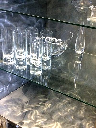 Cabinet, Sideboard, Credenza, Patterned Steel & Glass, 1990s Postmodern