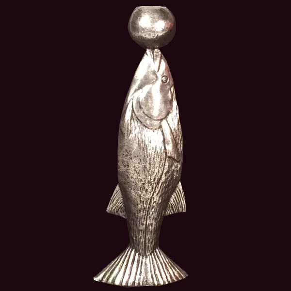 Cast Metal Figural Fish Candlestick Candle Holder
