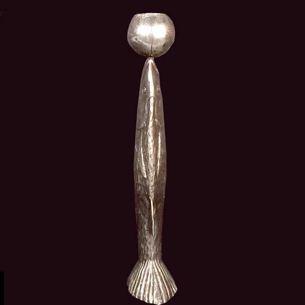 Cast Metal Figural Fish Candlestick Candle Holder