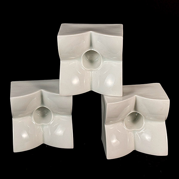 1960s German Modernist Porcelain Candle Holders Trio Arzberg