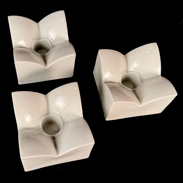 1960s German Modernist Porcelain Candle Holders Trio Arzberg