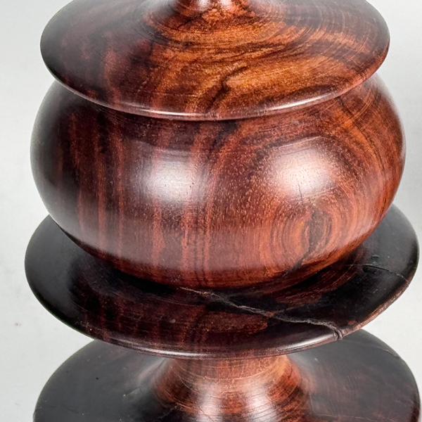 Modernist Turned Rosewood Candle Holders