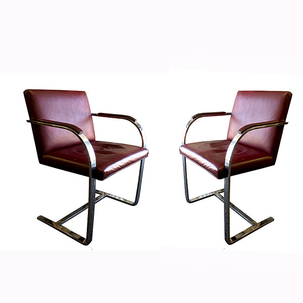 Brno Chairs Burgundy Leather Chrome Frame