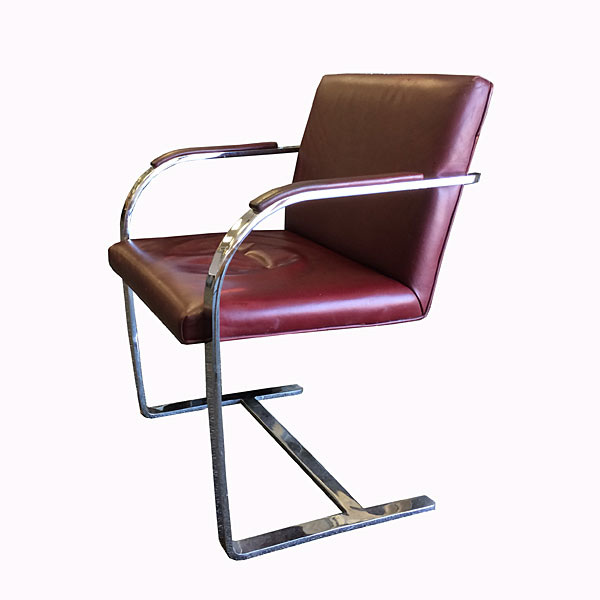 Brno Chairs Burgundy Leather Chrome Frame