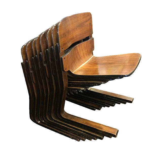 Stacking Wooden Chairs, 'The Roo' by Thomas Lamb, 1970s