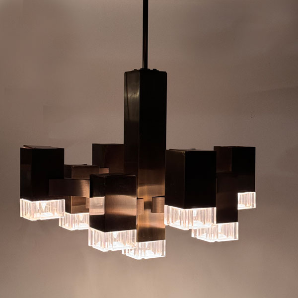 1960s Italy Cubic Chandelier by Gaetano Sciolari