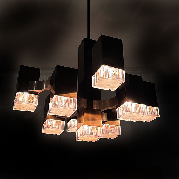 1960s Italy Cubic Chandelier by Gaetano Sciolari