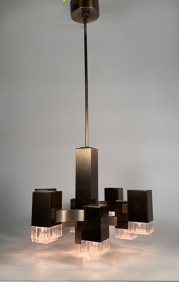 1960s Italy Cubic Chandelier by Gaetano Sciolari
