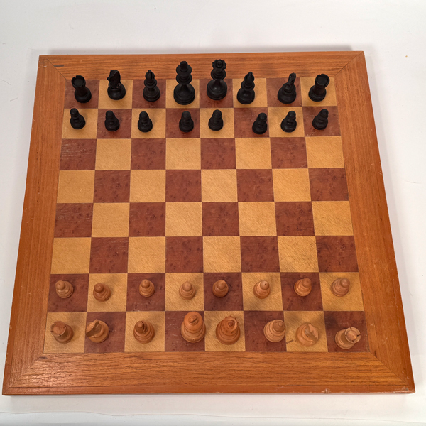 Vintage Chess Set with Wooden Games Table