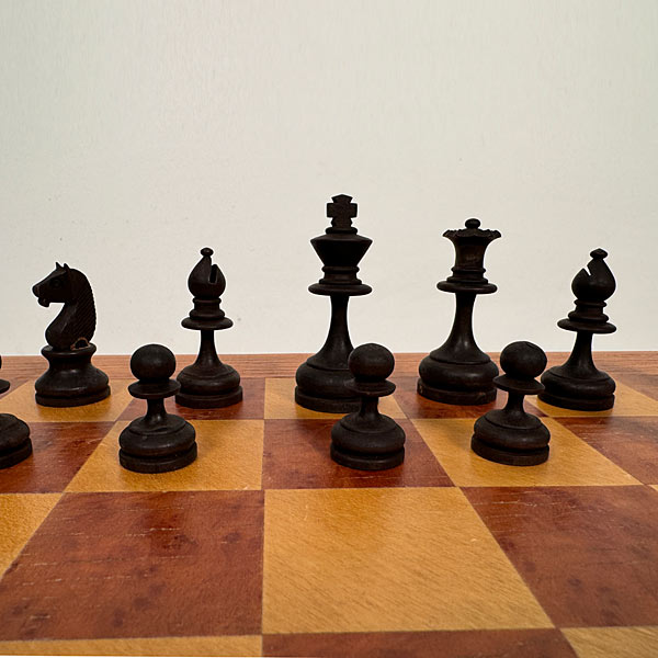 Vintage Chess Set with Wooden Games Table