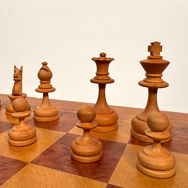 Vintage Chess Set with Wooden Games Table