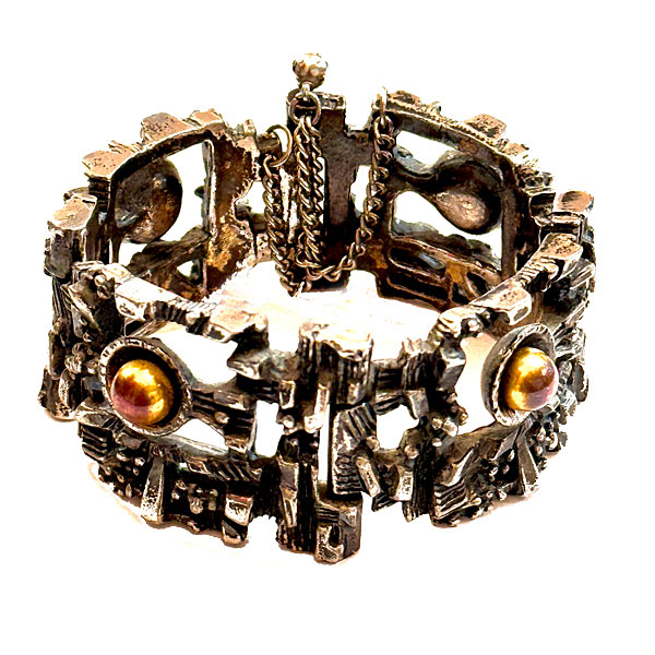 70s Quebec Canadian Brutalist Pewter Cuff Bracelet Robert Larin