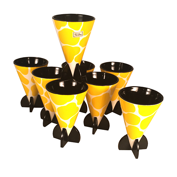 Memphis Era Postmodern Fitz & Floyd Giraffe Print Porcelain Cups