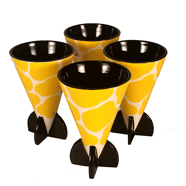 Memphis Era Postmodern Fitz & Floyd Giraffe Print Porcelain Cups