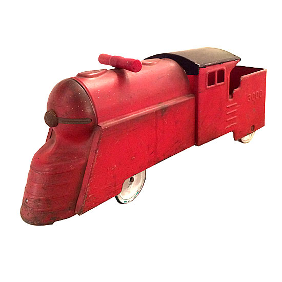 1950s Red Train Engine Marx Ride-On Toy