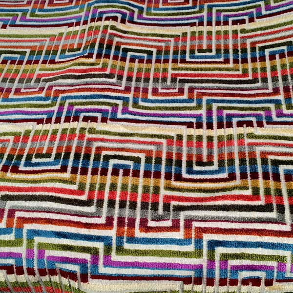 Polychrome Cut Velvet Upholstery Fabric