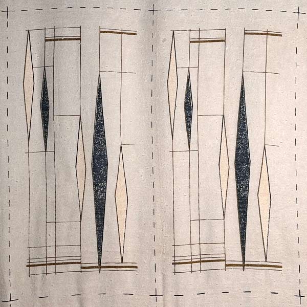 1950s Atomic Printed Rayon Fabric Vintage