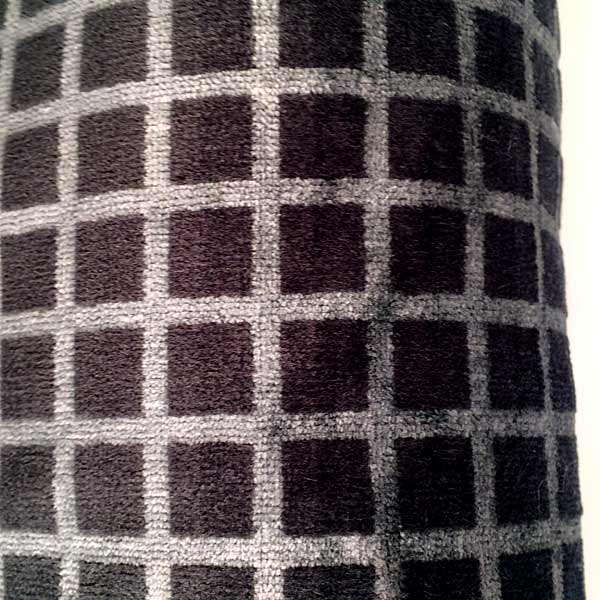 Fabric Cotton Velvet Silver and Slate Grey Grid Pattern