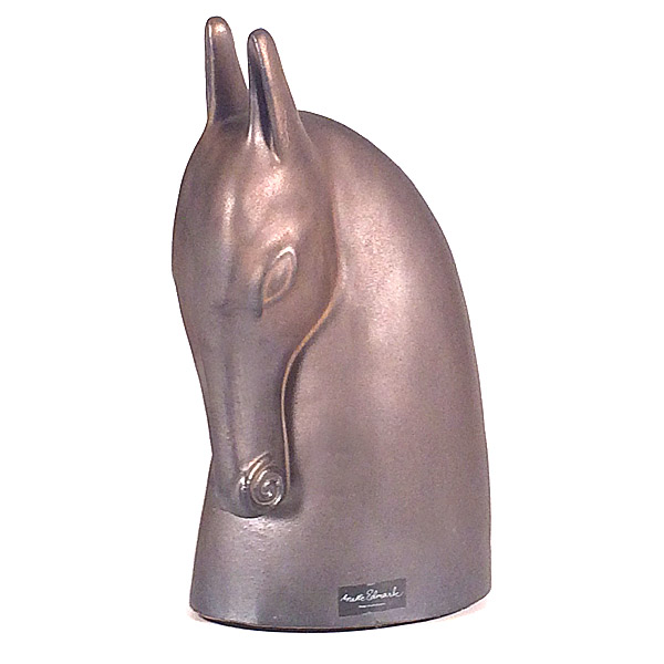 90s Anette Edmark Horse Head Bronze Glazed Pottery