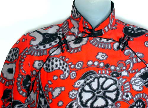 Vintage Crimson Chinese Red Silk Jacket Shirt