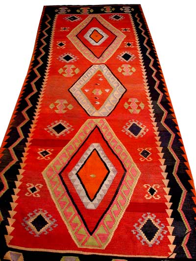 Semi-Antique Wool Persian Rug Carpet Kilim Tribal Geometric