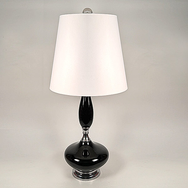 60s USA Laurel Genie Lamp Black Glaze Chrome Base