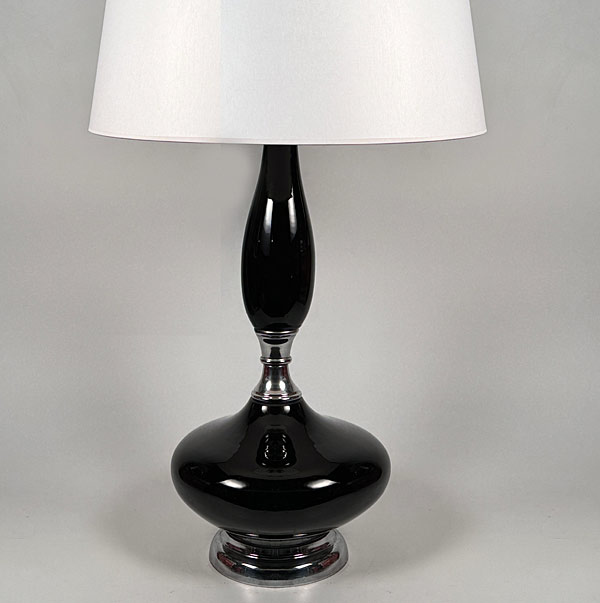 60s USA Laurel Genie Lamp Black Glaze Chrome Base