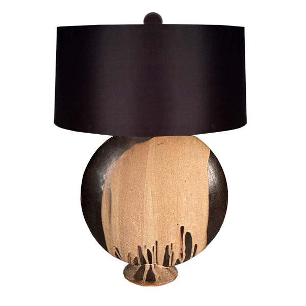 1960s MCM Stoneware Art Pottery Disc Lamp