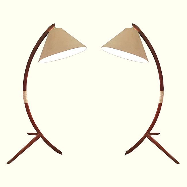 1960s Mid-Century Modern Teak Arc Floor Lamps