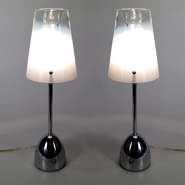 Table Lamps, David Quan, Umbra with Murano Glass Shades, 90s Postmodern