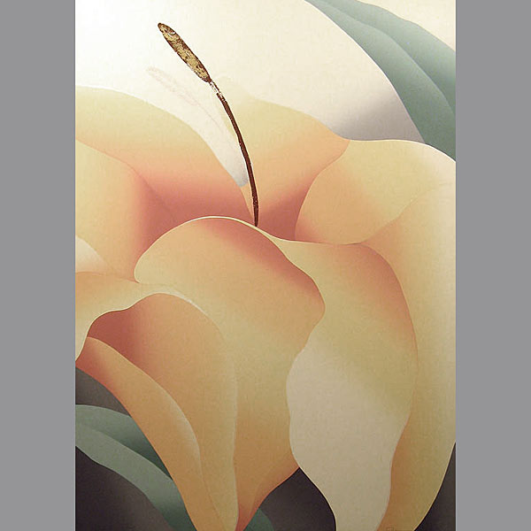 Lithograph of a Lily Flower, 'Last Waltz' by Nancy Dennison, Signed Silkscreen 1980s