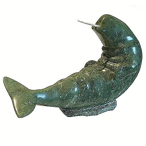 Inuit Sculpture Narwhal Serpentine Carving