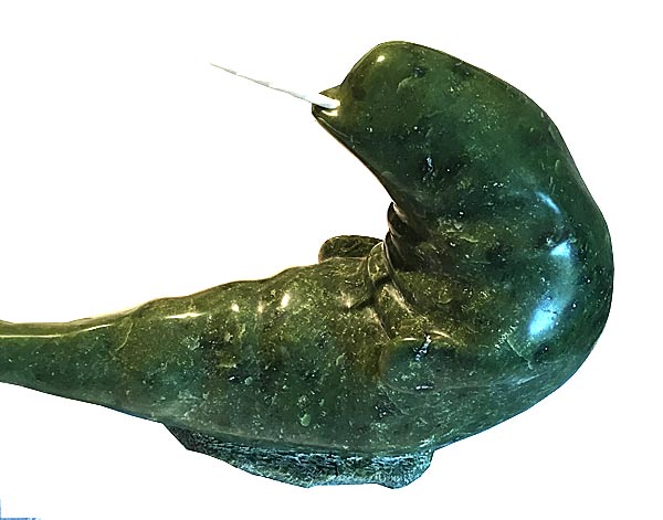 Inuit Sculpture Narwhal Serpentine Carving