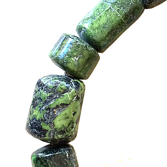 American Turquoise Cylindrical Bead Necklace Sterling Clasp