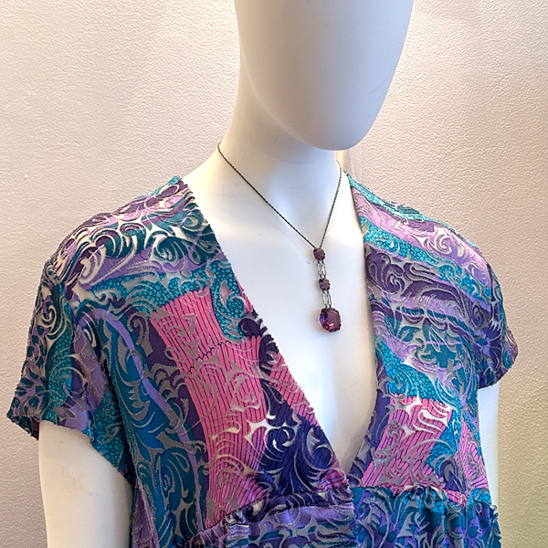 1930s Czech Art Deco Amethyst Crystal Sterling Necklace